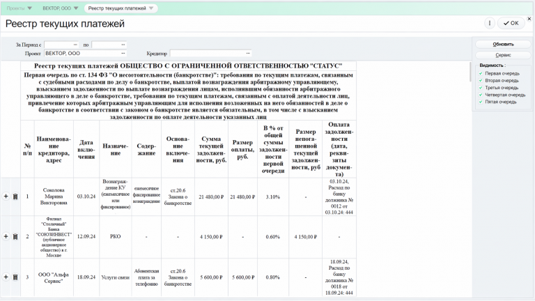 reyestr tekushchikh platezhey